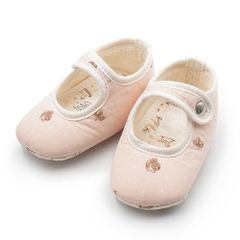 エルメス 森の動物達 ラビット うさぎ ベビーシューズ ファーストシューズ 靴 10cm コットン ローズペール リラ ピンク HERMES（未使用　展示品）