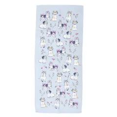 【メール便】フェイスタオル 片面ガーゼプリントロングタオル よもぎフレンズBL ねこ ミントイン 新生活 かわいい グッズ 