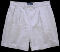 00s ポロ ラルフローレン TYLER SHORT ツータック コットン チノ ショートパンツ ベージュ 38★120 ショーツ ハーフ オールド チノパン