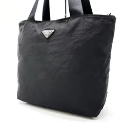 【良品】 PRADA プラダ トートバッグ 三角ロゴプレート ロゴ型押し 白タグ A4収納 大容量 肩掛け テスートナイロン サフィアーノレザー ユニセックス レディース メンズ ブラック 黒色