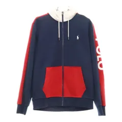 POLO RALPH LAUREN (ポロラルフローレン) Arm Logo Zip Up Parka アームロゴ スウェット ジップアップパーカー ネイビー/レッド