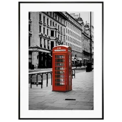 イギリス写真 ロンドン 街角の電話ボックス インテリアアートポスター額装 AS1812