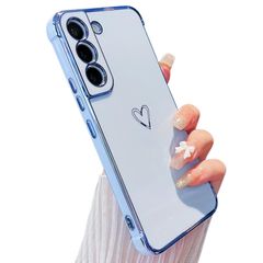 【特価商品】5G 用 S22 ハートケース 柔軟な TPU シリコン メッキ加工 Galaxy ソフト 軽量 耐衝撃 おしゃれ 韓国 Samsung 可愛い ギャラクシー S22 ケース 携帯カバー ZTOFERA 女性 心パターン スマホケース ワイヤレス充