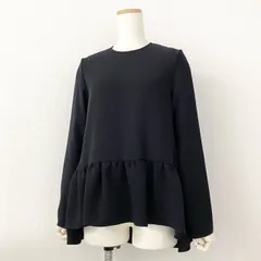 25d14 《美品》 YOKO CHAN ヨーコチャン ヘムギャザー ロングスリーブブラウス 長袖ブラウス バックジップ 38 ネイビー レディース 春物のサムネイル