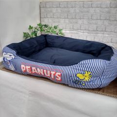 ペット★犬猫ベッド★スヌーピー★ストライプ★マルチクッション