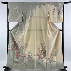 加賀友禅 藤藁隆 青 花枝文様 正絹訪問着 160cm j577-