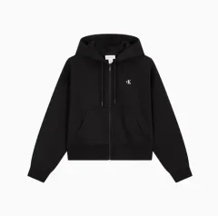 Calvin Klein(カルバ・ンクライン) CK クロップド 裏起毛 ジップアップパーカー フード付き S