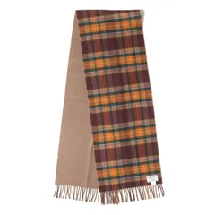 【美品】Johnstons of Elgin ジョンストンズ オブ エルガン UNITED ARROWS GREEN LABEL RELAXING フリンジ タータンチェック カシミヤ混ニット マフラー (3136-343-0511)【中古】