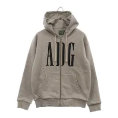 DENIM TEARS (デニムティアーズ) ADG ロゴ ジップアップ スウェットパーカー グレー