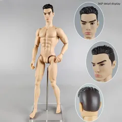 アクションフィギュア ボディ 1/6スケール 頭 ヘッド付き 35cm 男性 高身長 ベージュ アジア人 色黒 サングラス 靴付き PVC 汎用 素体 おもちゃ 交換 可動式 バービー人形 t9101
