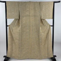 【美品】 小紋 身丈163.5cm 裄丈64cm M 単衣 幾何学模様 ベージュ 正絹 優品 【中古】