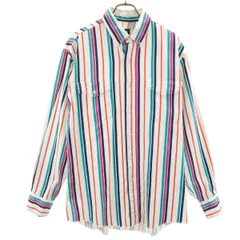 Wrangler ラングラー 90s USA製 オールド ストライプ柄 長袖 ボタンダウンシャツ 16-34 ホワイト メンズ 古着
