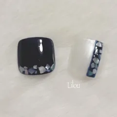 F117 現品 フットネイルチップ ネイビー カラーシェル シンプル 大人かわいい 親指