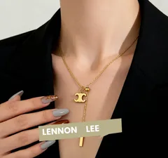 【新作/人気急上昇↑】ゴールドCモチーフ Y字ロングネックレス✨　高見え✨ シンプル＆上品、　華奢デザインで鎖骨美人に、アジャスター付き、デート/パーティー　♪ オフィス/普段使いにも◎