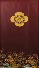 ■SIMON BAKER■のれん「家紋  木瓜  秋草」85x150cm ×7枚セット【日本製】暖簾 和風 家紋 目隠し 間仕切り 【家紋のれん】【匿名配送らくらくメルカリ便 全国送料無料】