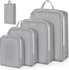 旅行用圧縮袋 トラベルポーチ 便利旅行圧縮バッグ 4点セット シューズバッグ付き 可変スペース 圧縮で衣類スペース 衣類仕分け収納 NABI_449