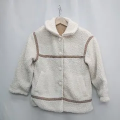 ◇ ⊇ COMME CA ISM コムサイズム キッズ 子供服 長袖 ボアジャケット サイズ130A アイボリー ブラウン 女の子 男の子 E  【1503050012973】