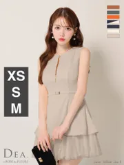 ライトグレー DE3444【DEA. by ROBE de FLEURS/ディアバイローブドフルール】 ツイル/ ジッパー/ベルト/ ノースリーブ/ チュール/ ティアード/ フレア/ ミニドレス/ キャバドレス/ ワンピース/  Brille3791 ブリエ