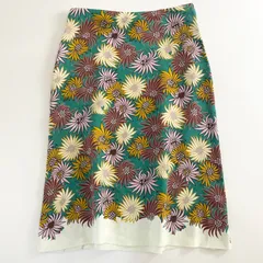 1a31 ETRO エトロ アジアン調 プリントストレッチスカート 42 マルチカラー イタリア製 ボトムス サイドロープ スリット 二重構造のサムネイル
