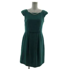 エニィスィス エニシス anySiS ワンピース フォーマル パールアクセサリー付き フレンチスリーブ ミディ丈 バックレース切替え グリーン系 青緑 2