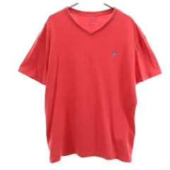 POLO RALPH LAUREN ポロラルフローレン 半袖 クラシックフィット Vネック Tシャツ M レッド系 メンズ 古着
