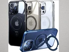 Magsafe対応 Alphex iPhone 15 Pro 用 ケース クリア&ブラック ブラックチタニウム 専用 未使用 リング付 マグネット搭載 米軍MIL 6.1