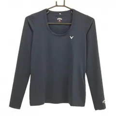 【超美品】キャロウェイ インナーシャツ ネイビー×白 ロゴプリント ストレッチ レディース Small ゴルフウェア Callaway