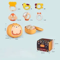 ラトル ガラガラ 歯固め セット 6個入り 赤ちゃん ベビー おもちゃ 詰め合せ ライオン 収納ボックス 授乳期用 男の子 女の子 出産祝い 誕生日 新生児のおもちゃ クリスマス プレゼント Esperanza エスペランサ t-0200-01