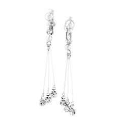 【在庫処分】nife0016-R シルバー レディース 金属アレルギー対応 イヤリング 3連 スワロフスキー 細線 [ジュエリーショップエム]