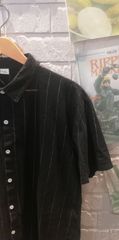 古着　L　SHEIN シーイン シャツ 黒  ブラック  ストライプ