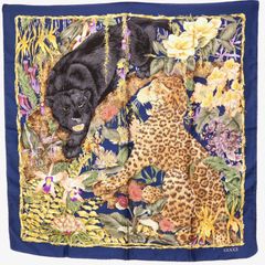グッチ 黒豹 豹 アニマル カレ 90 スカーフ 大判 動物柄 シルク 黒 ブラック black GUCCI