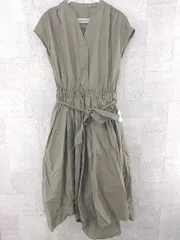 ◇ Simplicite シンプリシテェ ウエストリボン付き ノースリーブ ロング ワンピース  カーキ レディース  【中古】 【1002799289559】