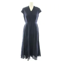 マリハ MARIHA 春の月のドレス ワンピース ロング Vネック 半袖 フレンチスリーブ コットン タグ付き 36 S 紺 ネイビー /YT