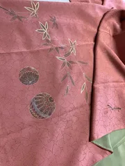 小紋(袷)　(あさい青仁 落款　松竹梅吹寄せ紋様) 小紋(袷) (あさい青仁 落款 松竹梅吹寄せ紋様) - メルカリ