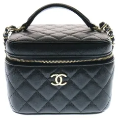 CHANEL (シャネル) ココマーク マトラッセ キャビアスキン 2WAY バニティバッグ チェーンショルダーバッグ ブラック レディース AS3171
