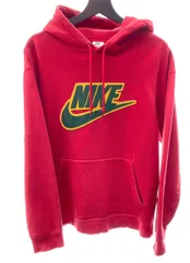 シュプリーム SUPREME ×NIKE Hooded Sweatshirt Hoodie プルオーバー フロント ビッグロゴ レザー アップリケ 赤 パーカ ロゴ レッド Lサイズ 104MT-232