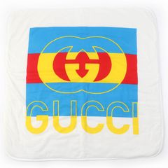 未使用品☆GUCCI グッチ 727885 コットン コットン インターロッキングG おくるみ ベビーブランケット ホワイト 80×80cm イタリア製 正規品 キッズ 定価62,700円