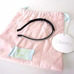 チェスティ Chesty THE HANY コラボ カチューシャ ベロア リボン パール ビジュー 装飾 F 黒 ブラック 袋付 美品 ヘアアクセサリーのサムネイル