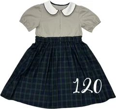 キッズワンピース　女の子　襟付き　チェックスカート　サイズ120㎝　お受験　発表会