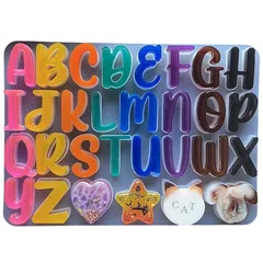 Evergarden シリコンモールド 手書き風 アルファベット いぬ ねこ ハート ほし パーツ付きアルファベット レジン アクセサリー パーツ イヤリング ピアス キーホルダー シャカシャカ シリコン モールド キャンドル アロマストーン 石膏 手作り 0