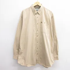 XL/古着 エルエルビーン LLBEAN 長袖 ブランド シャツ メンズ 90s 大きいサイズ ロング丈 コットン ボタンダウン ベージュ カーキ 25jun11 