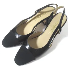 CHANEL箱付 【美品】グレーレザースリングバックパンプス37約23.5cm CHANEL箱付 【美品】グレーレザースリングバックパンプス37約