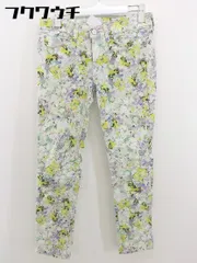 ◇ BEAUTY & YOUTHUNITED ARROWS 花柄 ストレッチ スキニーパンツ サイズL アイボリー イエロー系 マルチ レディース  【中古】 【1202150004337】