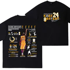 【Mamba Mentality】コービー・ブライアント 栄光記念Tシャツ 8/24番 殿堂入りスーパースター 功績記録 バスケットボール メンズ 夏 スポーツ ブラック