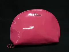 ChristianDior クリスチャンディオール パテントレザー ポーチ マルチケース 小物入れ レディース ピンク系×ブラック系 DG6567