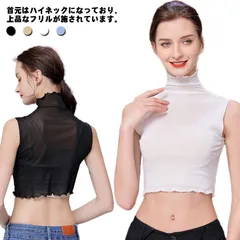 ブラック インナー シースルー ノースリーブ レース カットソー トップス  タンクトップ シアー タートルネック レディース tシャツ 重ね着 春 夏  エレガント 20代 30代 40代#sowa6584601