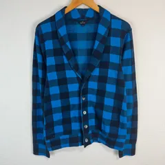 【超希少】ps paul smith カーディガン スマイル チェック 青 黒 超希少】ps paul smith カーディガン スマイル チェック 青 黒 超希少