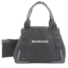 【本物保証】 バレンシアガ BALENCIAGA ネイビーカバスS 339933 トートバッグ ハンドバッグ キャンバス レザー ブラック