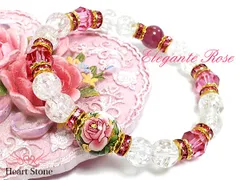 宝石ルビーと薔薇とんぼ玉で魅せる姫系 パワーストーンブレスレット☆スワロフスキー