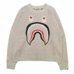 アベイシングエイプ A BATHING APE SHARK WOOL MIX SWEATER シャーク ウール ミックス セーター 長袖 ニット オーバーサイズ ジャガード ロゴ クルーネック 丸首 プルオーバー カットソー トップス F ライトグレーのサムネイル